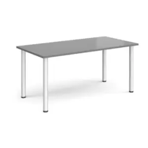 image of Rectangular silver radial leg meeting table 1600mm x 800mm - onyx grey