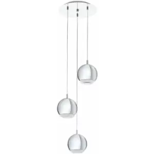 Image of Pendant Ceiling Light Colour Chrome Shade Clear Plastic Bulb GU10 3x3.3W