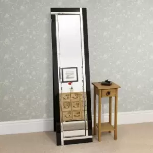 MirrorOutlet Aston Black All Glass Cheval Mirror 150 X 40 Cm