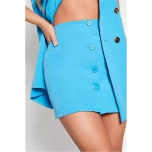 I Saw It First Blue Button Down Mini Skirt With Front Pocket Detail - Blue