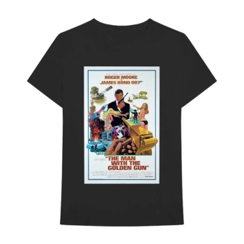 Image of James Bond 007 - The Man With The Golden Gun Poster Unisex Large T-Shirt - Black