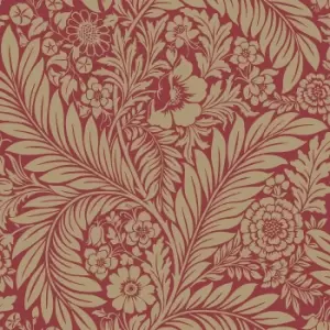 image of Belgravia Decor Florence Leaf Red Wallpaper