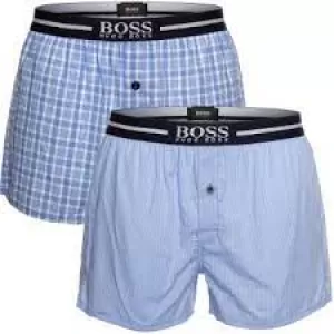 Image of Hugo Boss 2 Pack Woven Boxer Shorts Blue Size XL Men