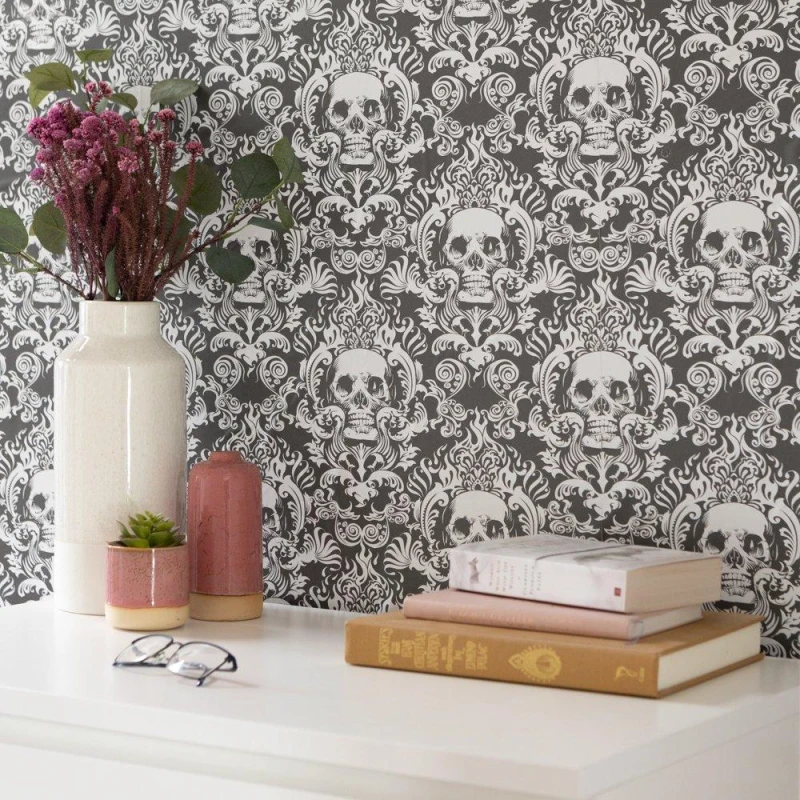 Image of Wall Pops Self Adhesive Wallpaper Fieri Grey Grey unisex 52CMX5.49M