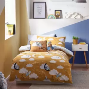 Image of Peter Rabbit Sleepy Head Ochre Duvet Cover and Pillowcase Set Yellow
