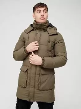 Image of Superdry Expedition Padded Parka, Dark Green Size M Men