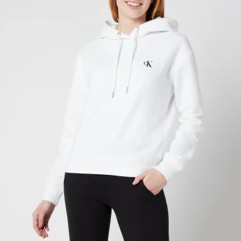 Image of Calvin Klein Jeans Womens Embroidered Logo Hoodie - Bright White - L
