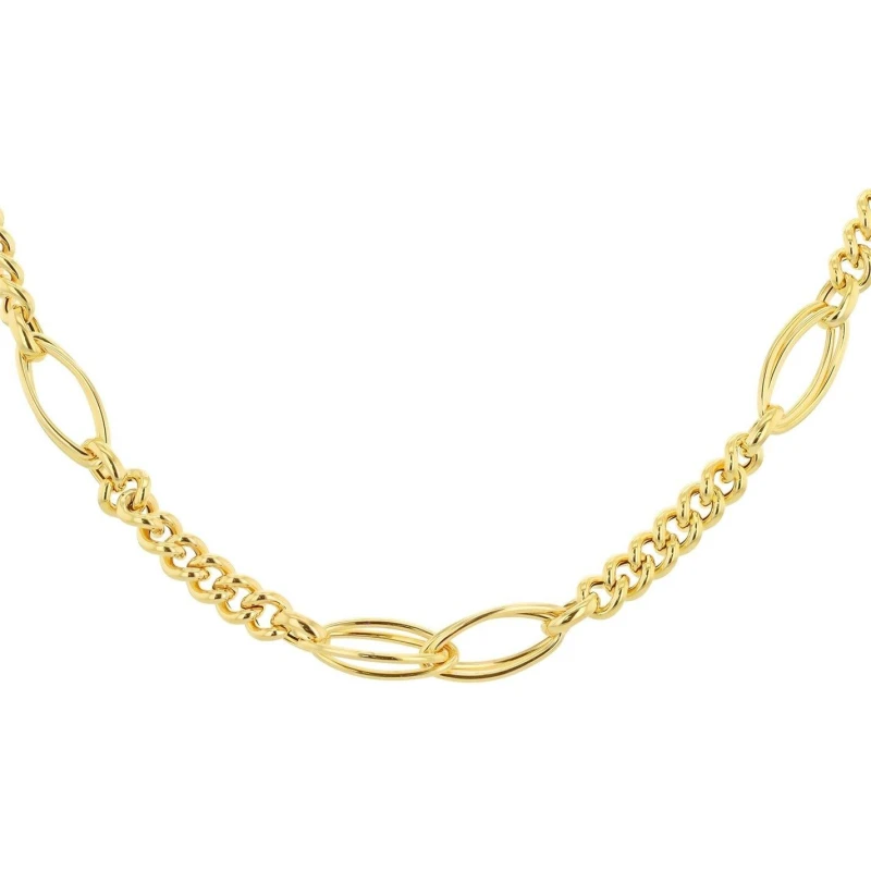 Image of Be You 9ct Gold Fancy Curb Double Oval Link Necklace Yellow Gold female 18in