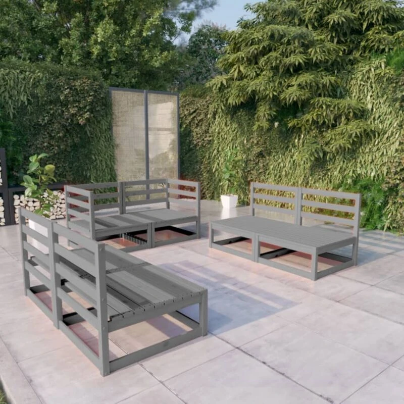 Image of VIDAXL 6 Piece Garden Lounge Set Grey Solid Pinewood Vidaxl 8720286465141