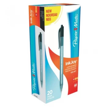 image of Paper Mate InkJoy 100 Retractable Ballpoint Pens Medium 1.0mm Tip Black Ref S0957030 Pack of 20