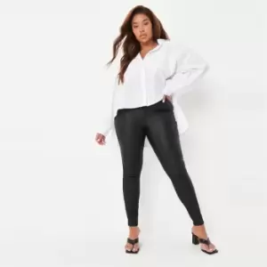 image of Missguided Plus Vice Coated Jeans with Belt Loops - Black