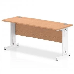 Image of Trexus Desk Rectangle Cable Managed White Leg 1600x600mm Oak Ref