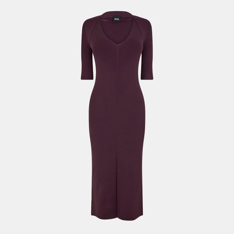Image of Boss Womens Fezanin Bodycon Fit Dress Open Red female 8 (XS)