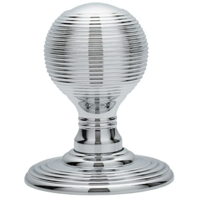 Image of Loops PAIR Round Textured Mortice Door Knob 50mm Diameter Chrome Beehive Handle Multi unisex