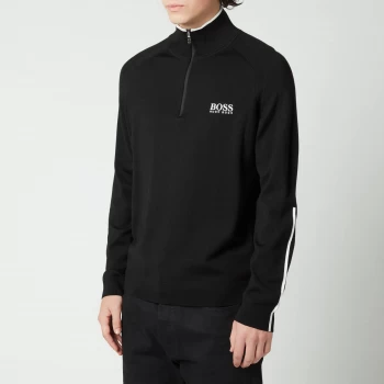 image of Hugo Boss Athleisure Zenno Zip Neck Contrast Detailing Sweatshirt Black Size L Men