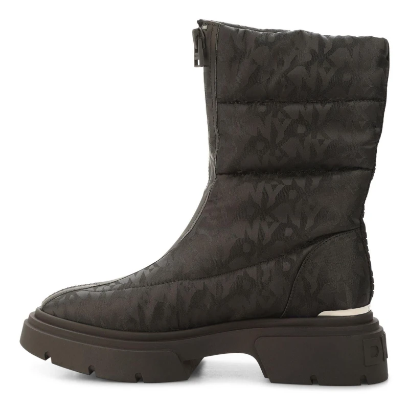 Image of DKNY Fiza Zip Up Winter Boots Flat Ankle Boots UK 4 Black 01999603240