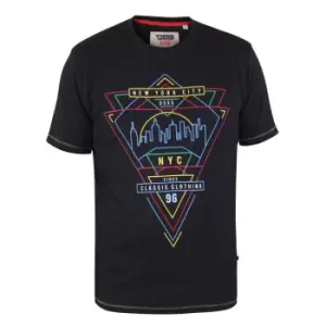 Image of Duke Mens Taunton D555 Neon Kingsize T-Shirt (4XL) (Navy/Sky Blue/Yellow)