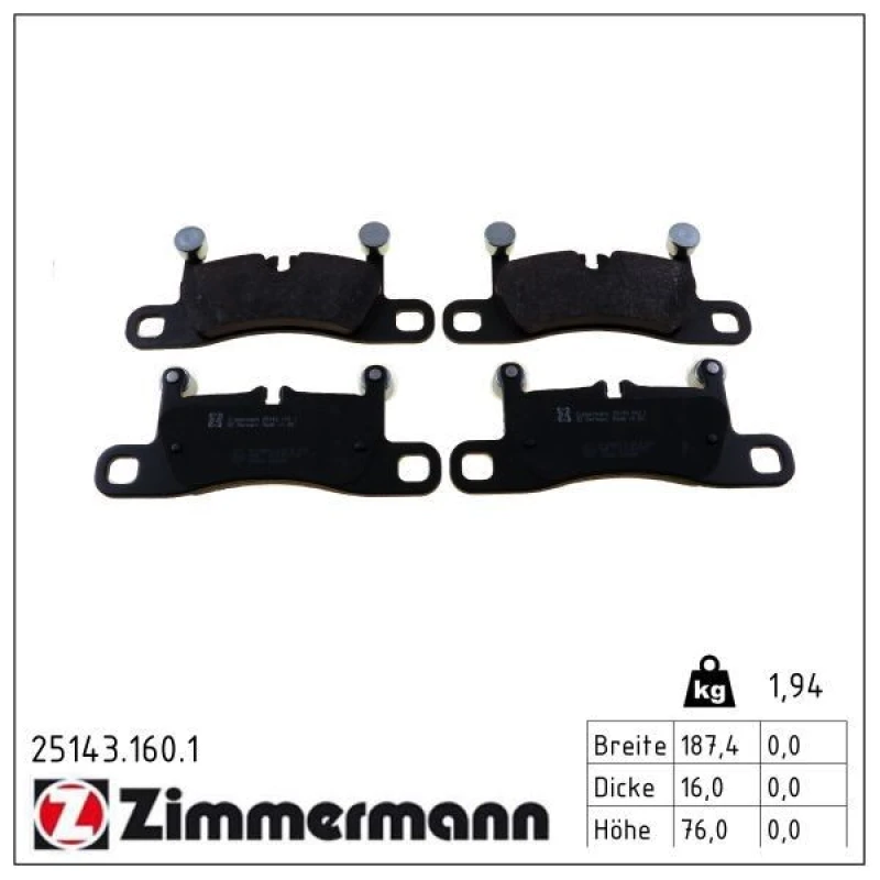 Image of ZIMMERMANN Brake pad set ZIMMERMANN 25143.160.1