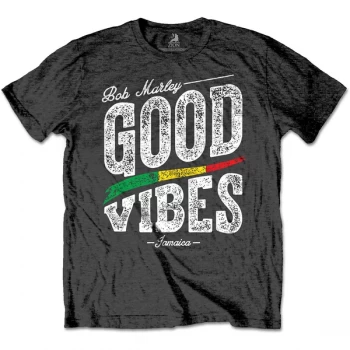 Image of Bob Marley - Good Vibes Unisex Large T-Shirt - Grey