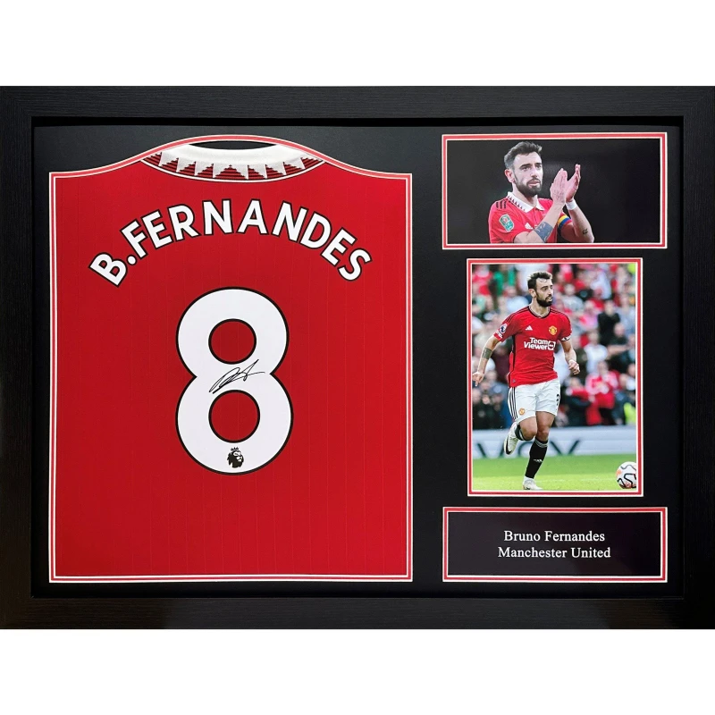 Image of AllStarSignings Ltd Bruno Fernandes signed & framed Manchester United Red unisex One Size