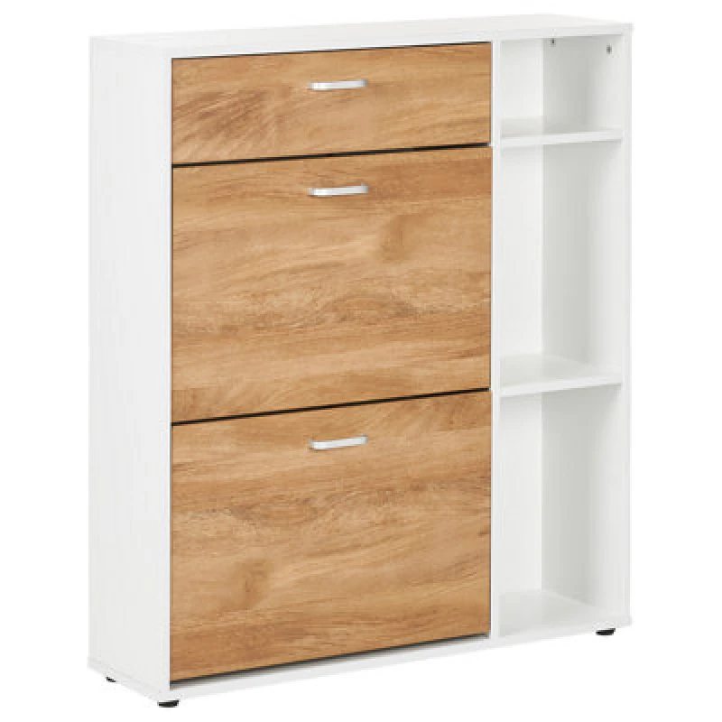Image of Beliani Shoe Storage Cabinet Mackay Light Brown/ White