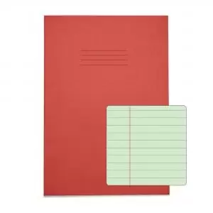 Image of RHINO A4 Tinted Exercise Book 48 Pages 24 Leaf Red with Green Paper