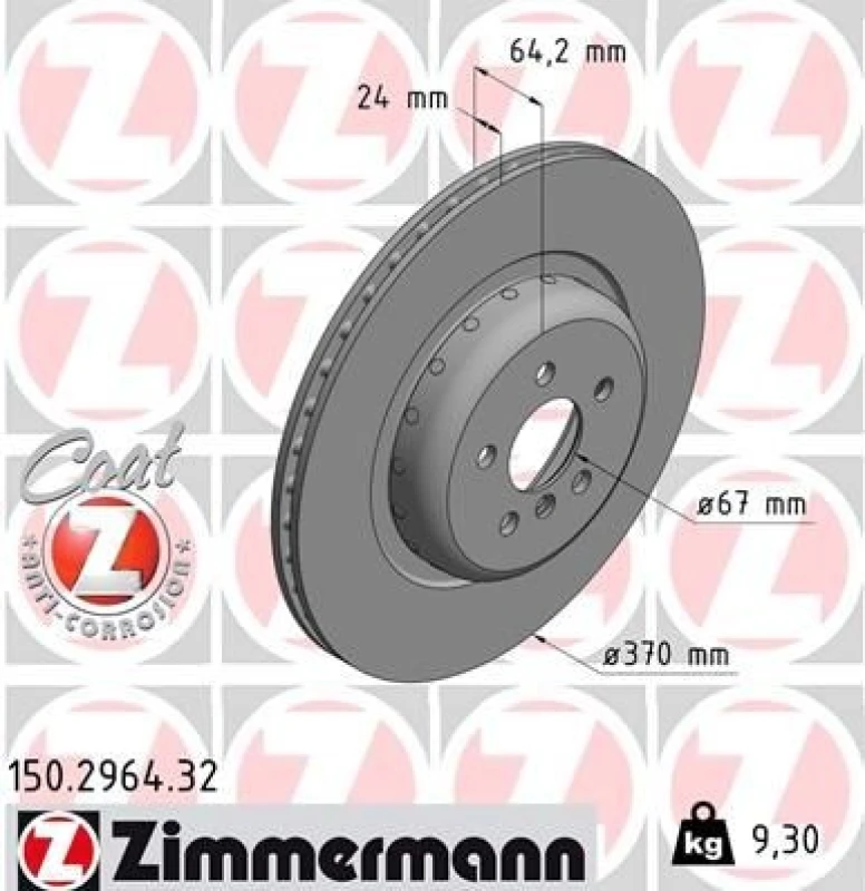 Image of ZIMMERMANN Brake disc ZIMMERMANN 150.2964.32