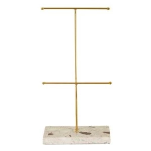 image of Sass & Belle Double Terrazzo Gold Jewellery Stand