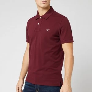 image of GANT Mens Original Pique Polo Shirt - Port Red - L - Burgundy