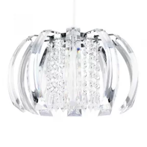 Image of Modern Curved Silver Crystal Style Acrylic Pendant Shade