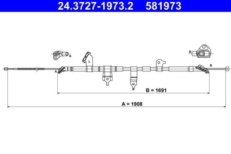 Image of Handbrake cable ATE 24.3727-1973.2