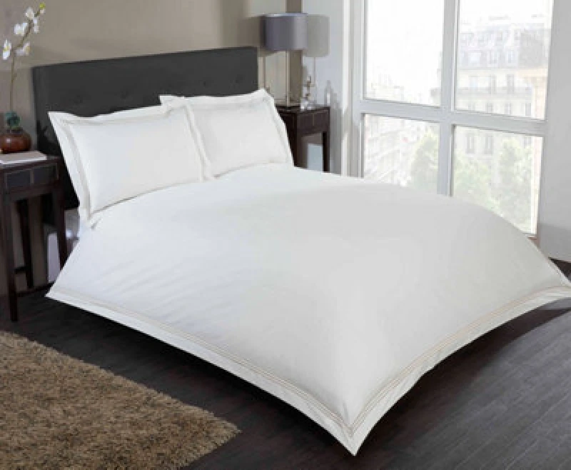 Image of Rapport Home Mayfair Polycotton Duvet Cover Set With Pillowcase in Light Brown Size: Single Light Brown Unisex Single