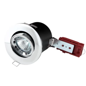 image of KnightsBridge MR16 50W 12V Low Voltage 90 Minute Fire Rated Tilting Downlight - Polished Chrome