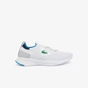 Image of Lacoste Mens Run Spin Knit Textile Trainers Size 6.5 UK White & Blue