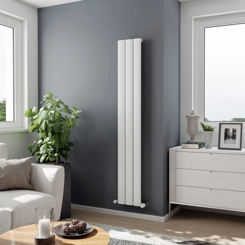 Image of Agadon Milan Designer Aluminium Radiator in White Size: 1800mm x 280mm White Unisex 1800mm x 280mm