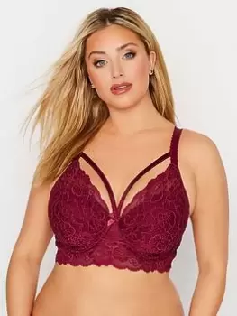 Image of Yours Longline Two Tone Strappy Bra - Red, Size 40C, Women