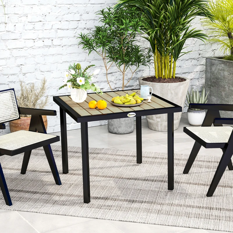 Image of Outsunny Garden Table for 4 Person with 5.4cm Parasol Hole, Brown, Brown 84G-646V00BN
