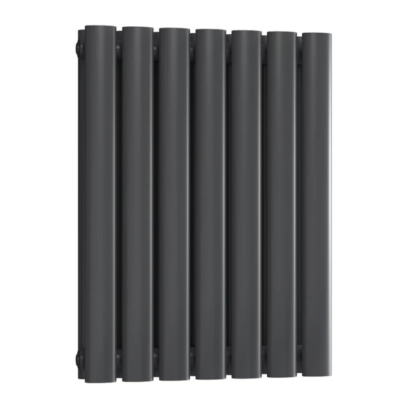 Image of Bathroom Kingdom Neva Anthracite Double Oval Horizontal Radiator 550x413 in Grey Grey Unisex