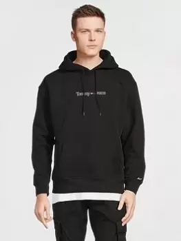 Image of Tommy Jeans TJM Linear Overhead Hoodie - Black, Size L, Men