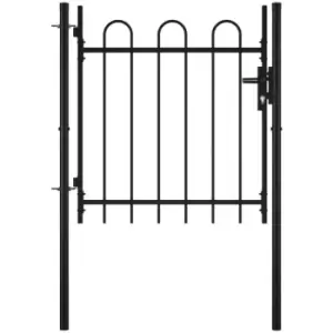 image of Single Door Fence Gate with Hoop Top 100 x 75cm Vidaxl Black