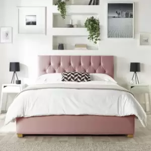 image of CL Boutique Velvet Double Ottoman Bedframe - Blush