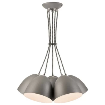 Image of Lamkur Lighting - Livia Cluster Pendant Ceiling Light Silver, 5x E27