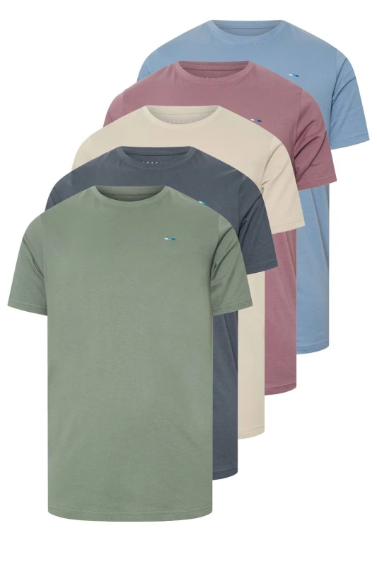 Image of BadRhino Mens 5 Pack Core T-Shirts in Green Size: 3XL Green Male 3XL