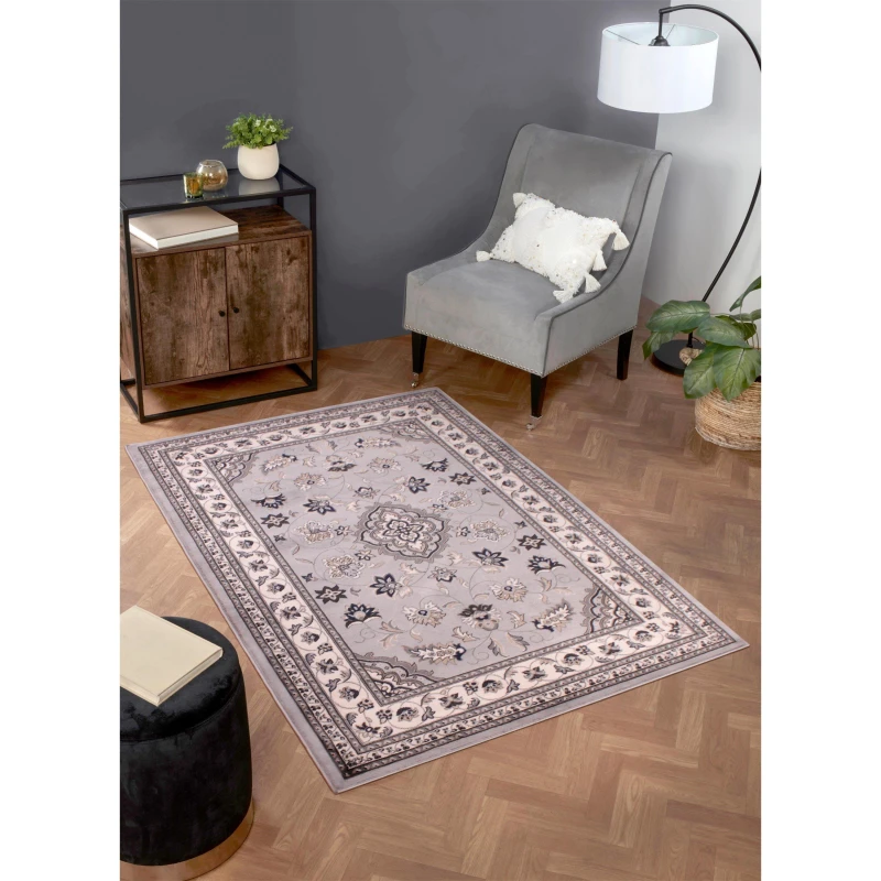 Image of HMC Home SHERBORNE TRADITIONAL RUG Grey unisex 120x170cm