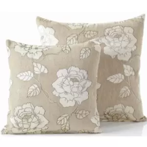 Image of Alan Symonds - Chenille Rose 18 Cream Cushion Cover Bed Sofa Accessory Unfilled - Cream