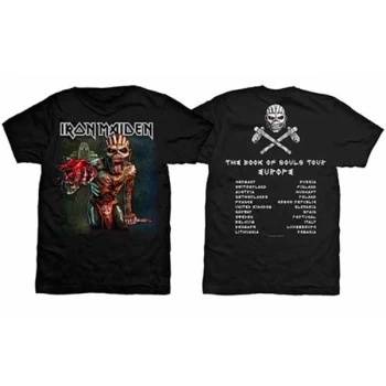 Image of Iron Maiden - The Book of Souls European Tour V.1 Unisex Large T-Shirt - Black