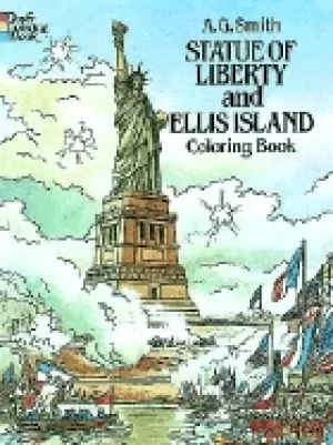 Image of statue of liberty and ellis island coloring book