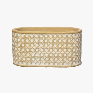Image of Sass & Belle Rattan Weave Concrete Trough Planter