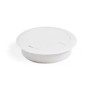 Image of Emuca PC Computer Desk Plastic Grommet 60mm - White, Pack of 5