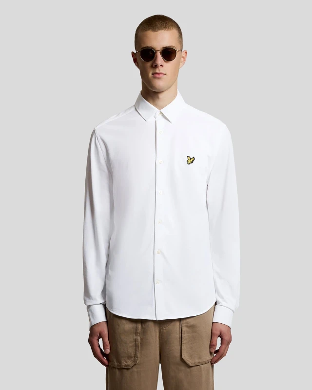Image of Lyle & Scott Mens Cotton Oxford Jersey Shirt in White